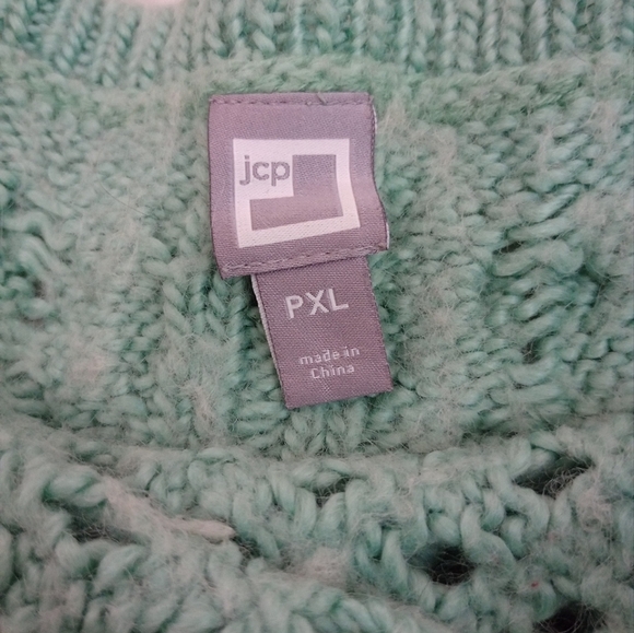 JCP Cable-knit Turquoise Cropped Women's Sweater Size PXL Pullover - Picture 14 of 14